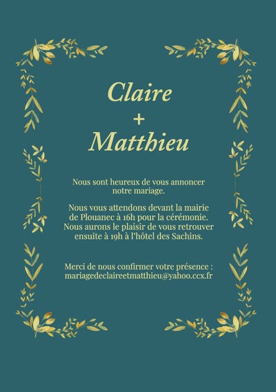 Carte d'invitation mariage Template