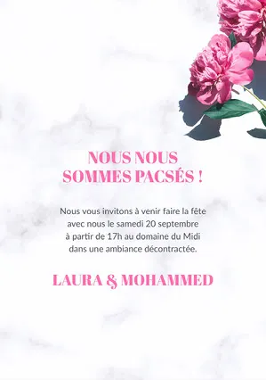 Pink Flowers Pac Invitation A5 Invitation de fiançailles