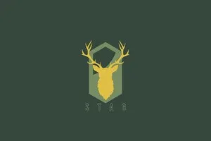 Dark Green Stag Business Brand Logo with Deer Wine Label