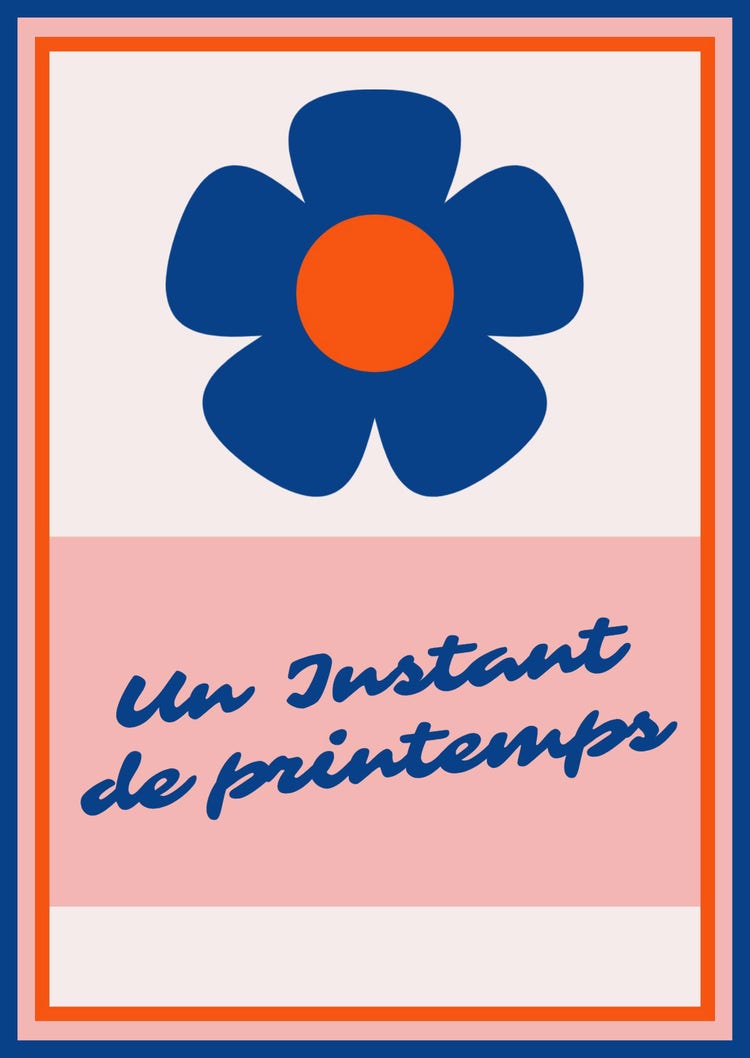 Orange Blue Flower Clothing Label