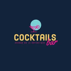 Colorful cocktails bar logo