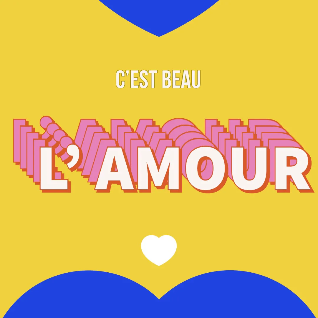 Yellow pink and blue heart Love is beautiful Instagram square 