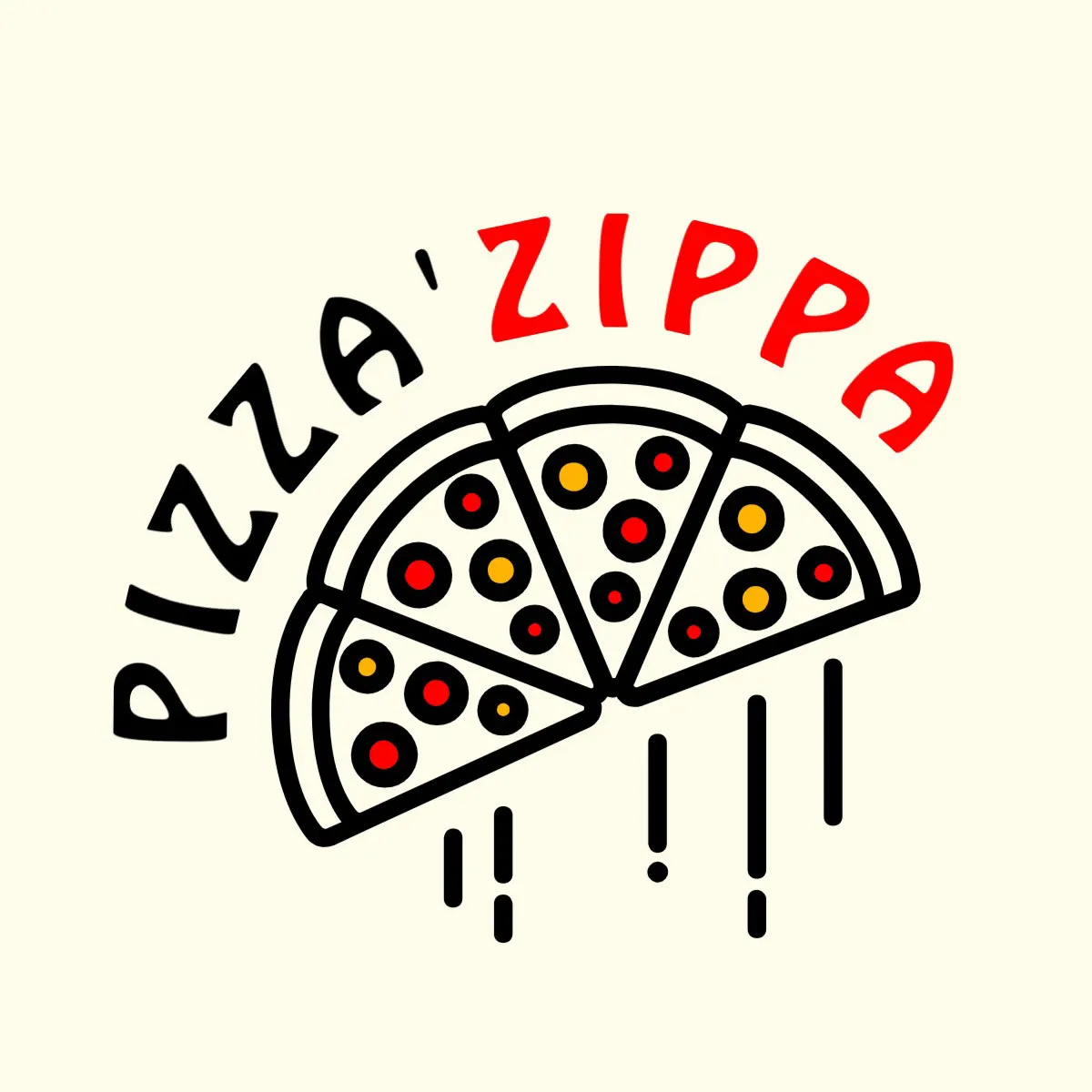 Red Yellow Pizza Restaurant T-Shirt Logo Design