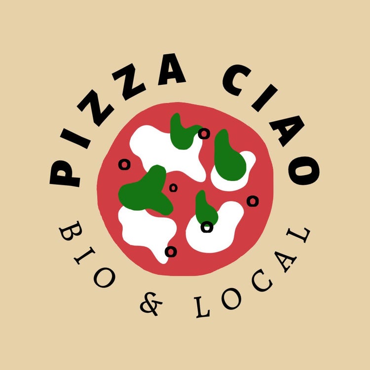 Beige Red Pizza Restaurant Logo