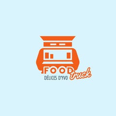 Orange and blue foodtruck logo