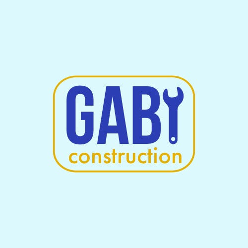 Blue And Yellow Rounded Rectangle Construction Logo Copy