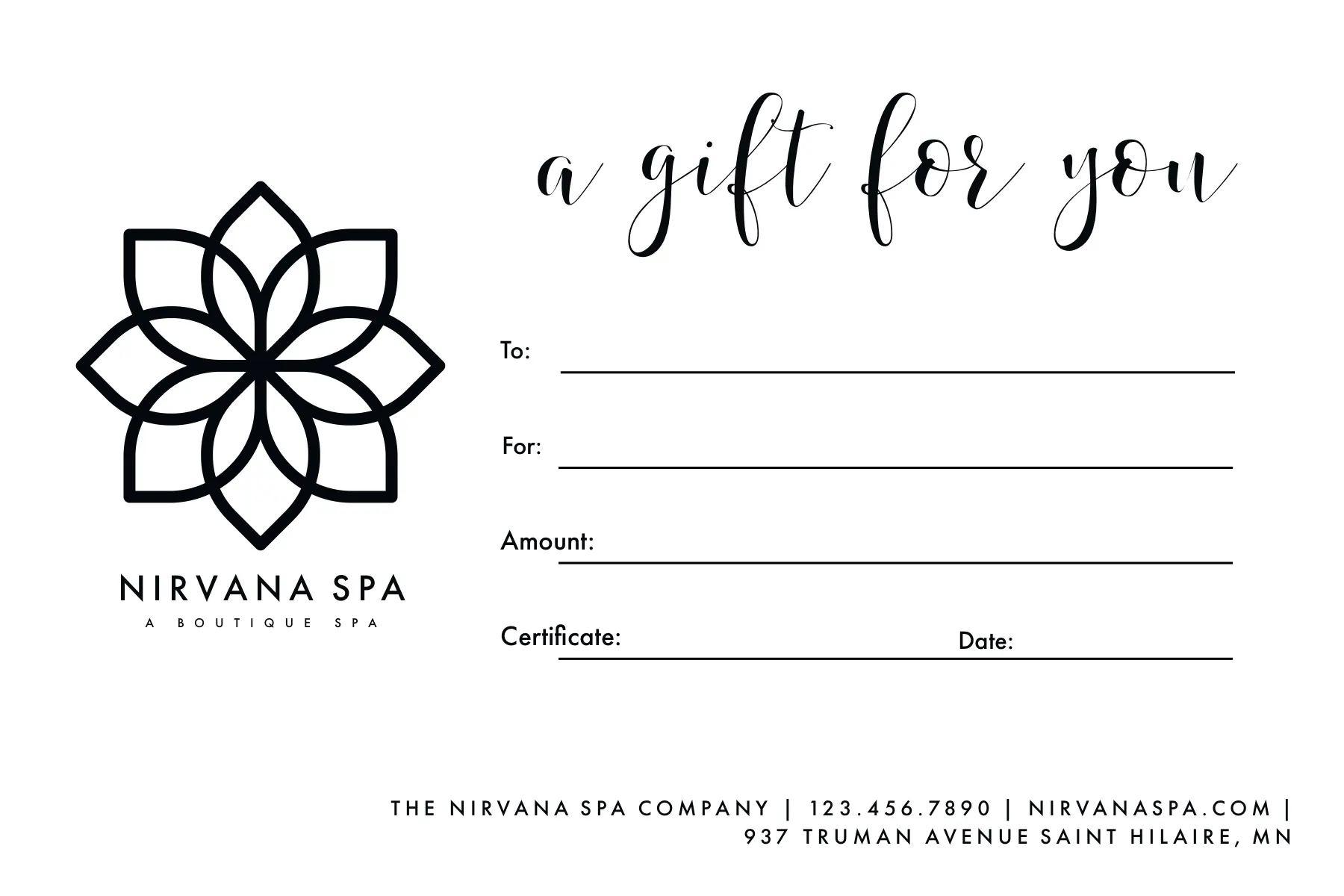 Simple Massage Gift Certificate