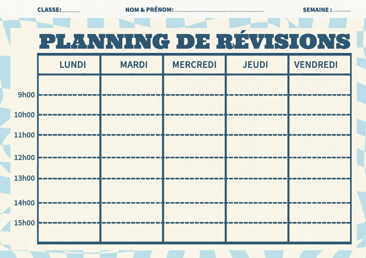 Pastel beige blue Revision schedule Planner