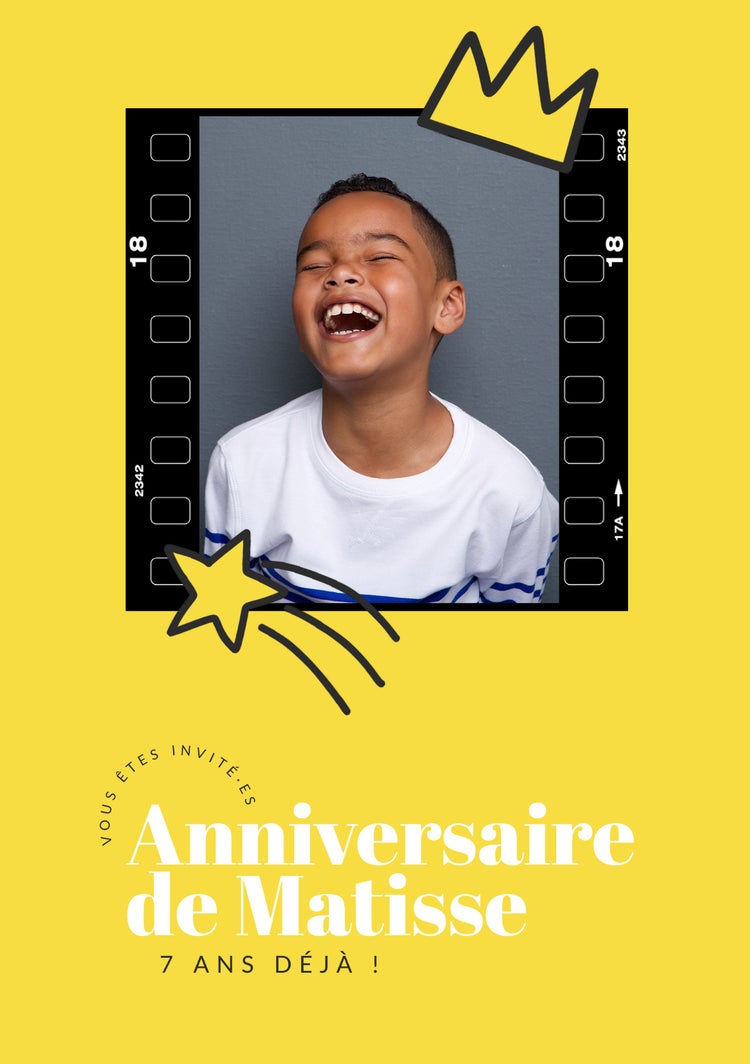 Black and yellow boy birthday Invitation card