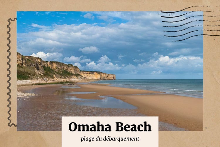 Beige Vintage Omaha Beach Postcard