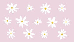 Pink and White Daisy Pattern Desktop Wallpaper