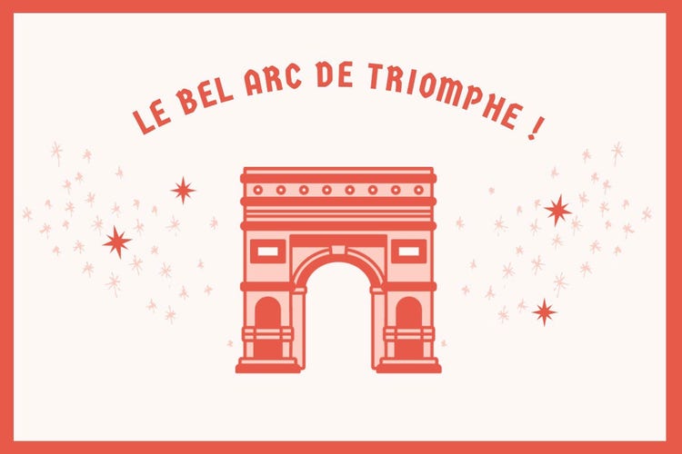 red arc de triomphe postcard