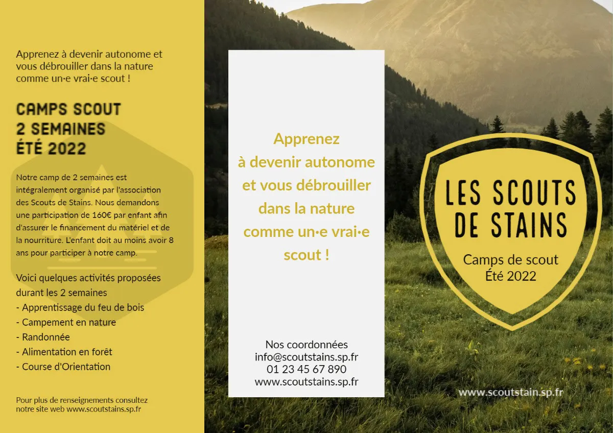 Yellow & White Scout Camp Brochure