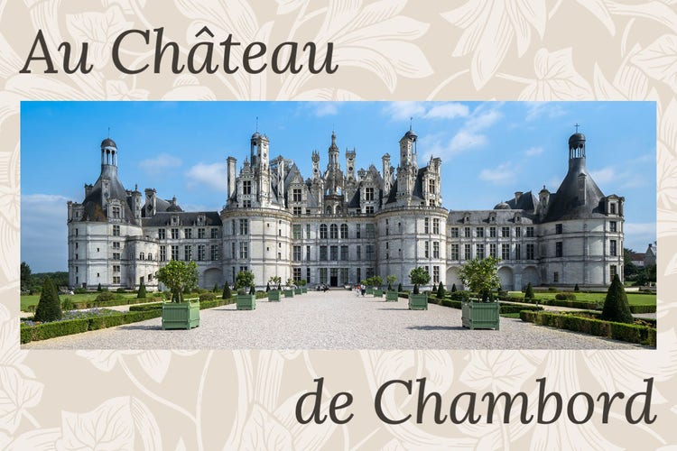 Beige Foliage Chambord Castle Postcard