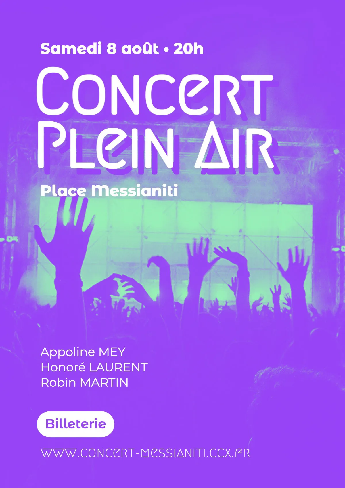 Purple and Green Concert Poster A3
