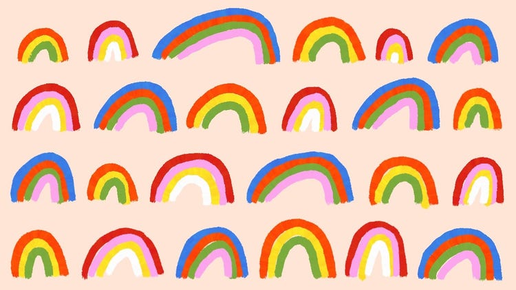 Illustrated Rainbow Doodle Pattern Desktop Wallpaper