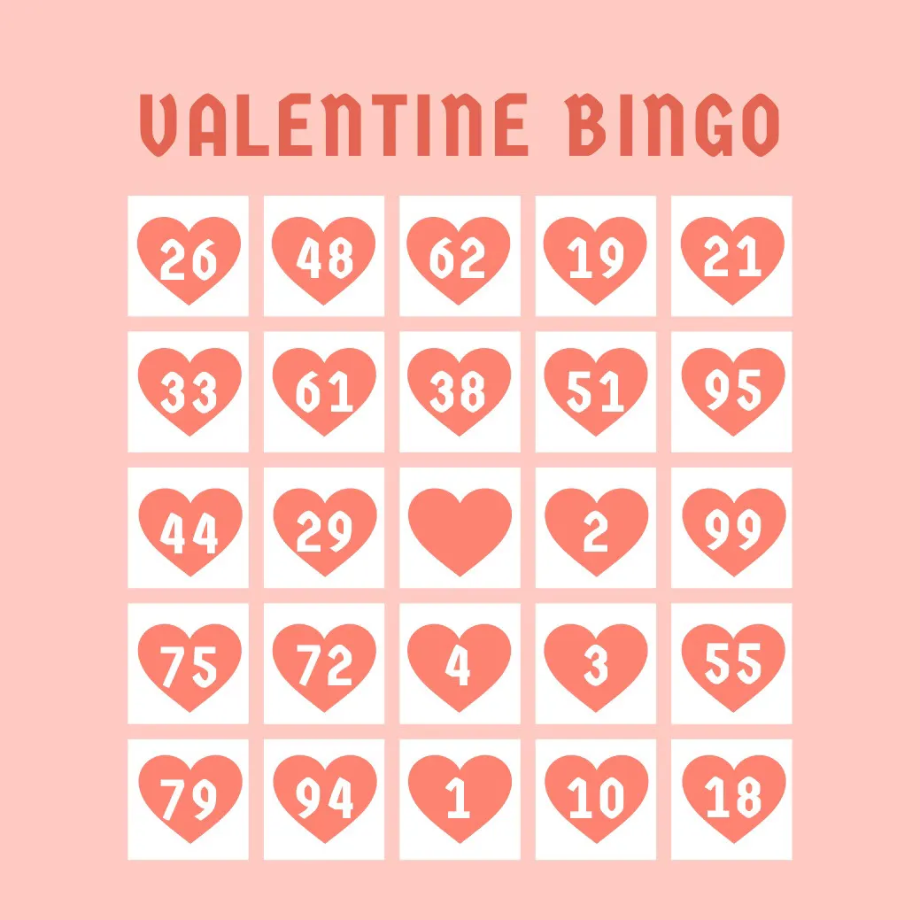 White and Pink Bingo Card