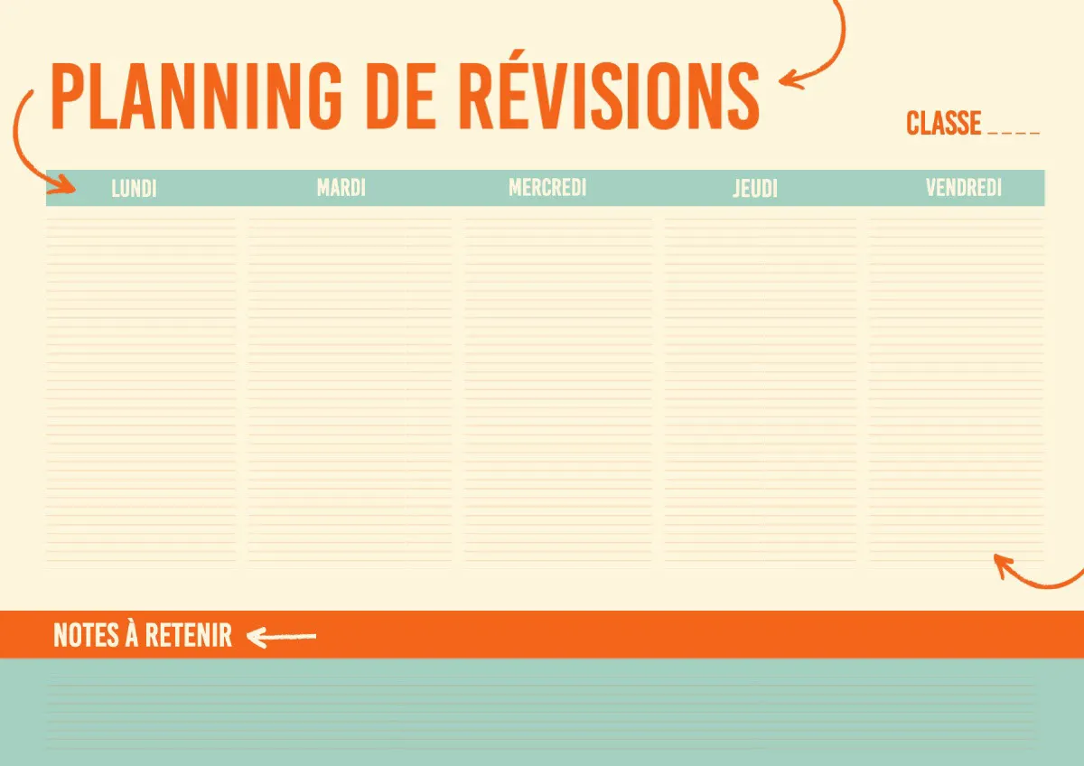 Pastel orange blue Revision schedule Planner