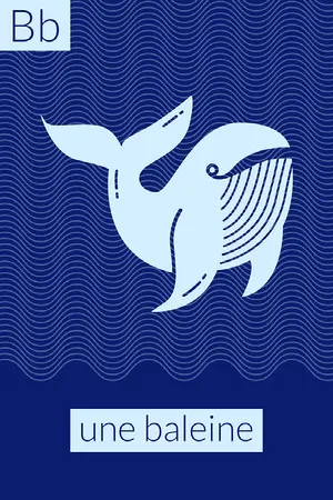 Blue Whale B Alphabet Flashcard Fiche mémoire