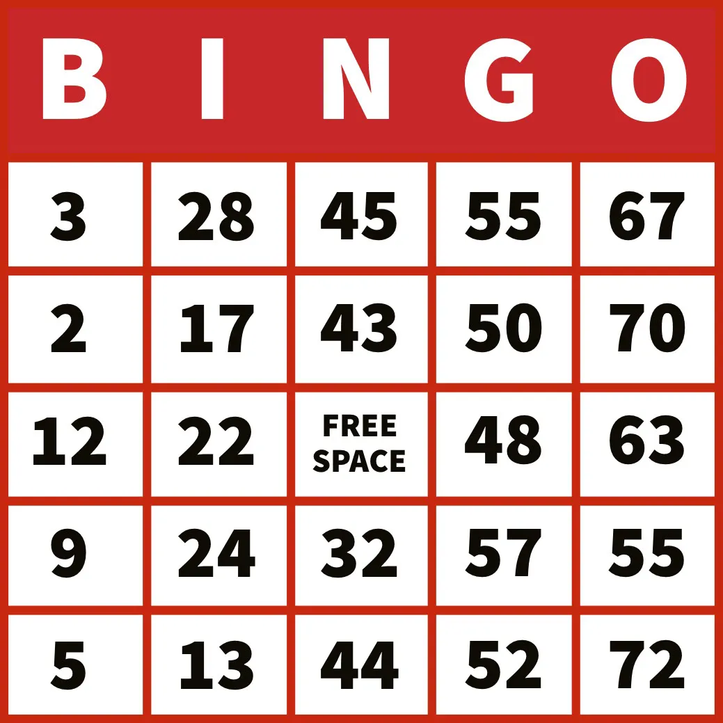 Red Bingo Card with Numbers