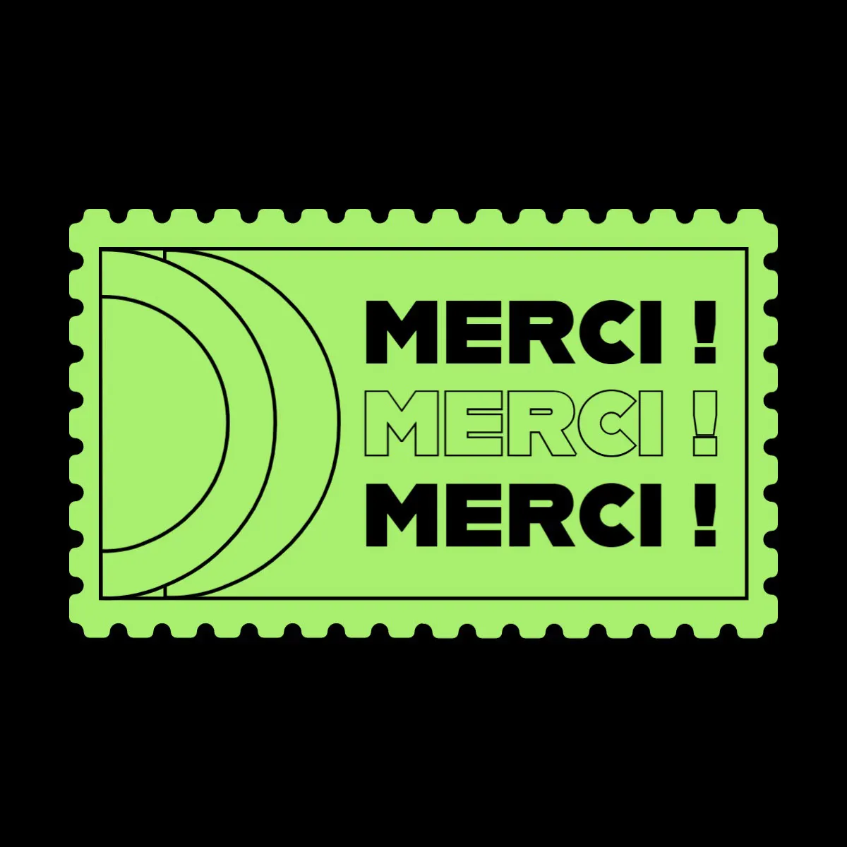 Neon Green Geometrical Stamp Thank You Sticker