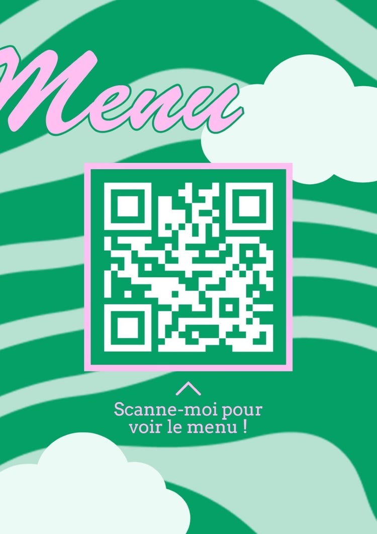 Psychedelic Green Pink QR Code Menu Flyer
