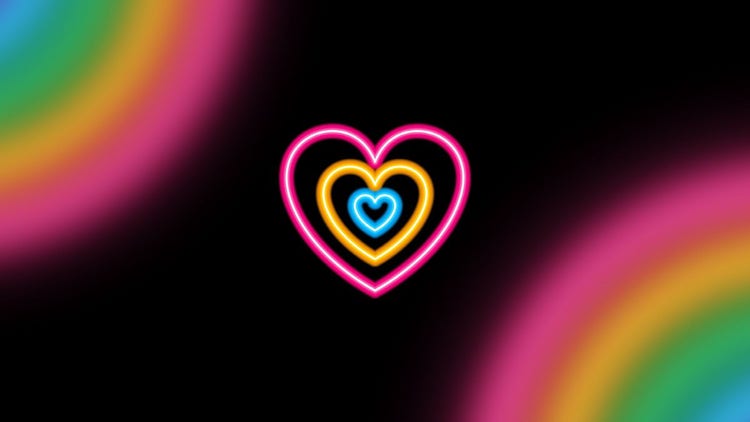 Pink And Black Neon Heart Desktop Wallpaper