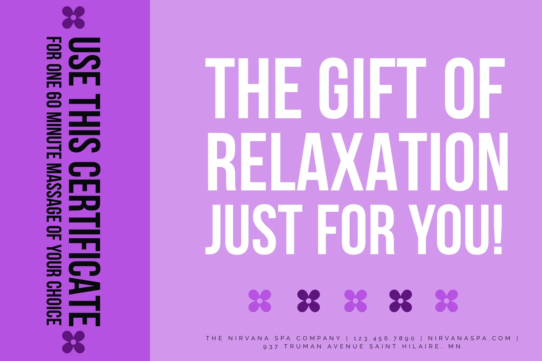 Bold Purple Massage Gift Certificate