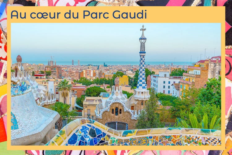 colorful gaudi park postcard