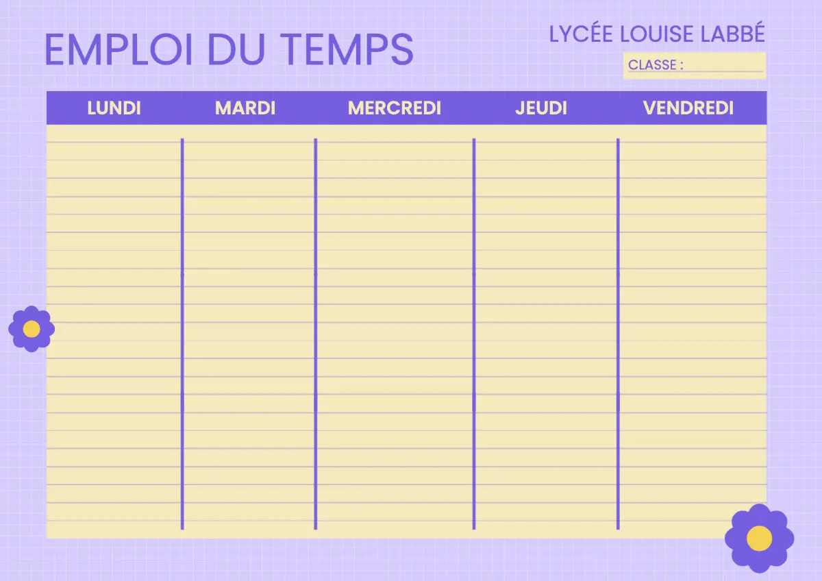 Pastel purple yellow Timetable Planner