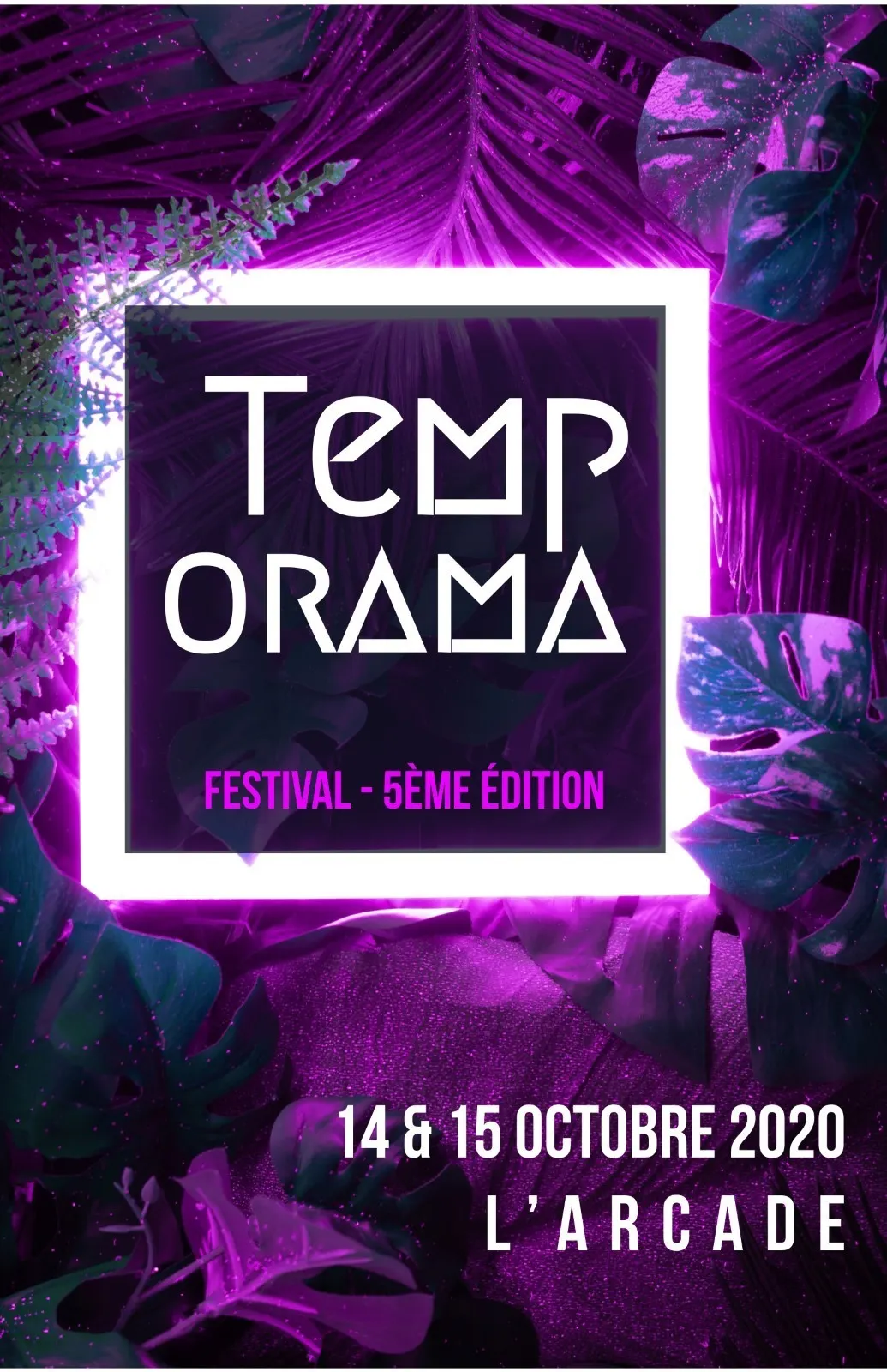 Purple Neon Tropical Festival Poster