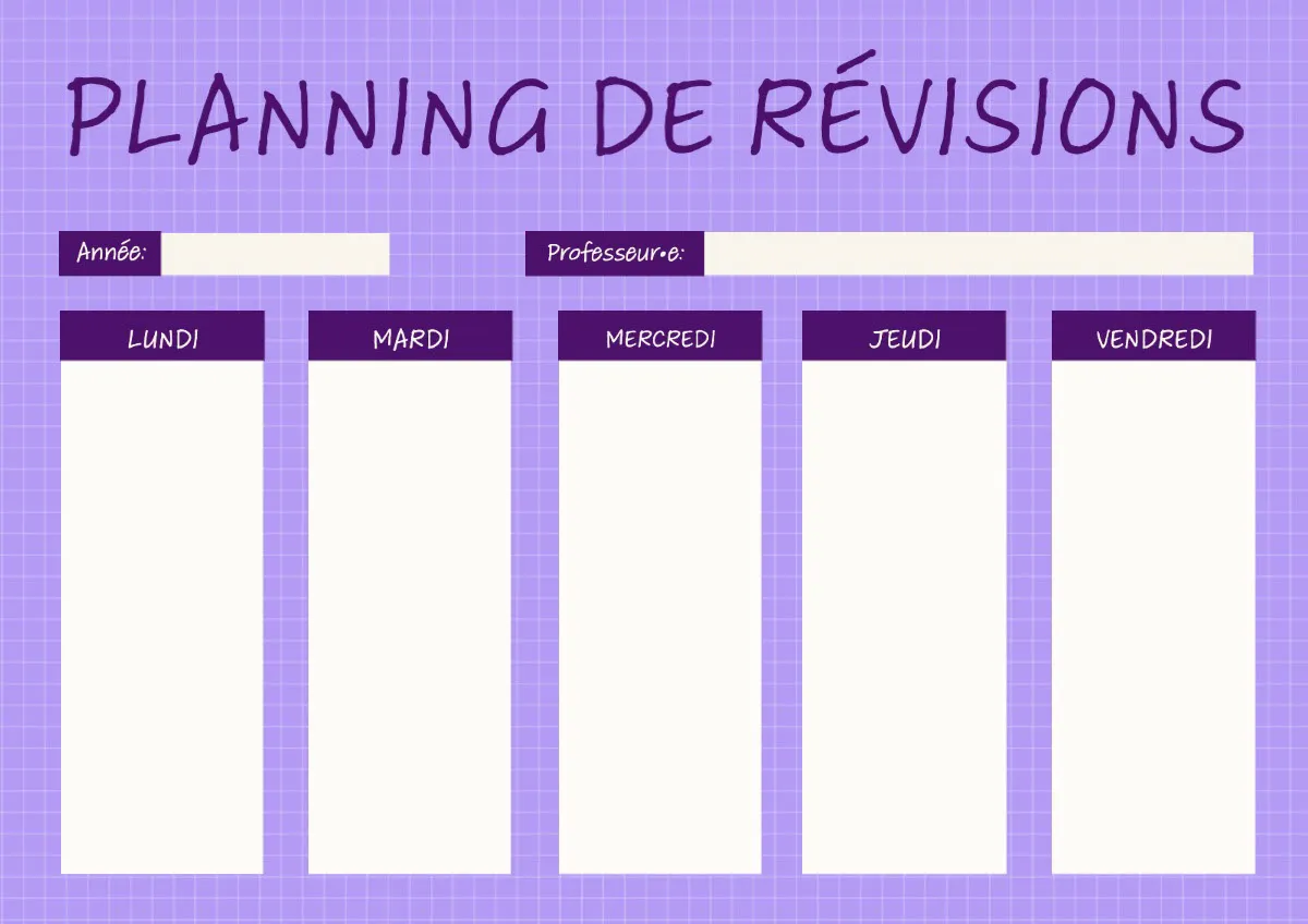 Neon purple Revision schedule Planner