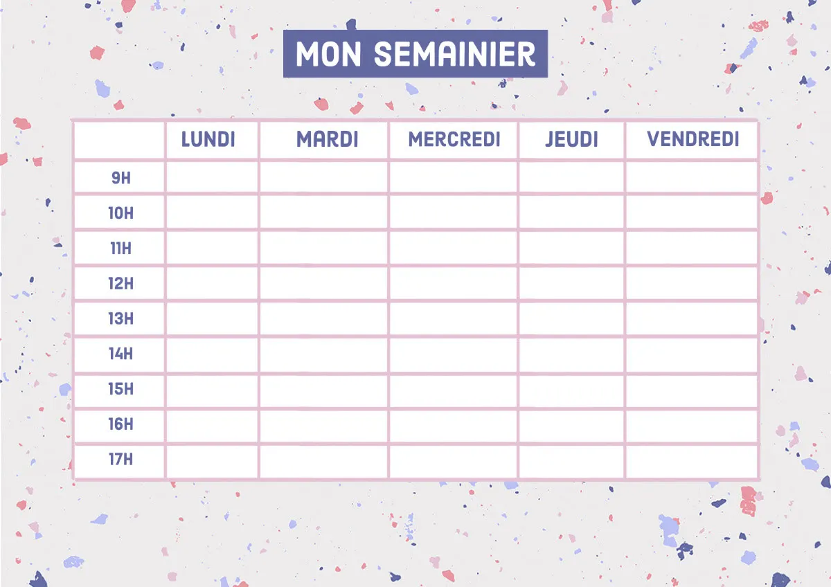 Terrazzo multicolor calendar week Planner