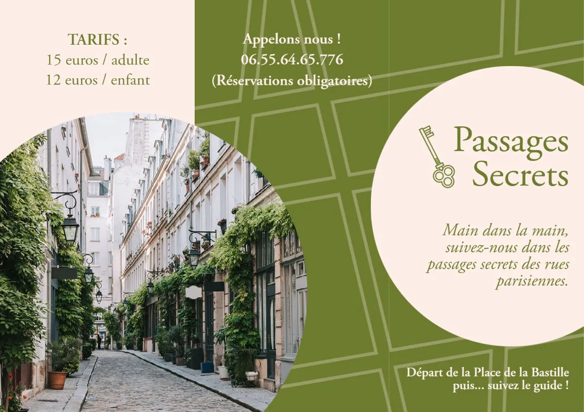 Green Beige Paris Map City Discovery Brochure