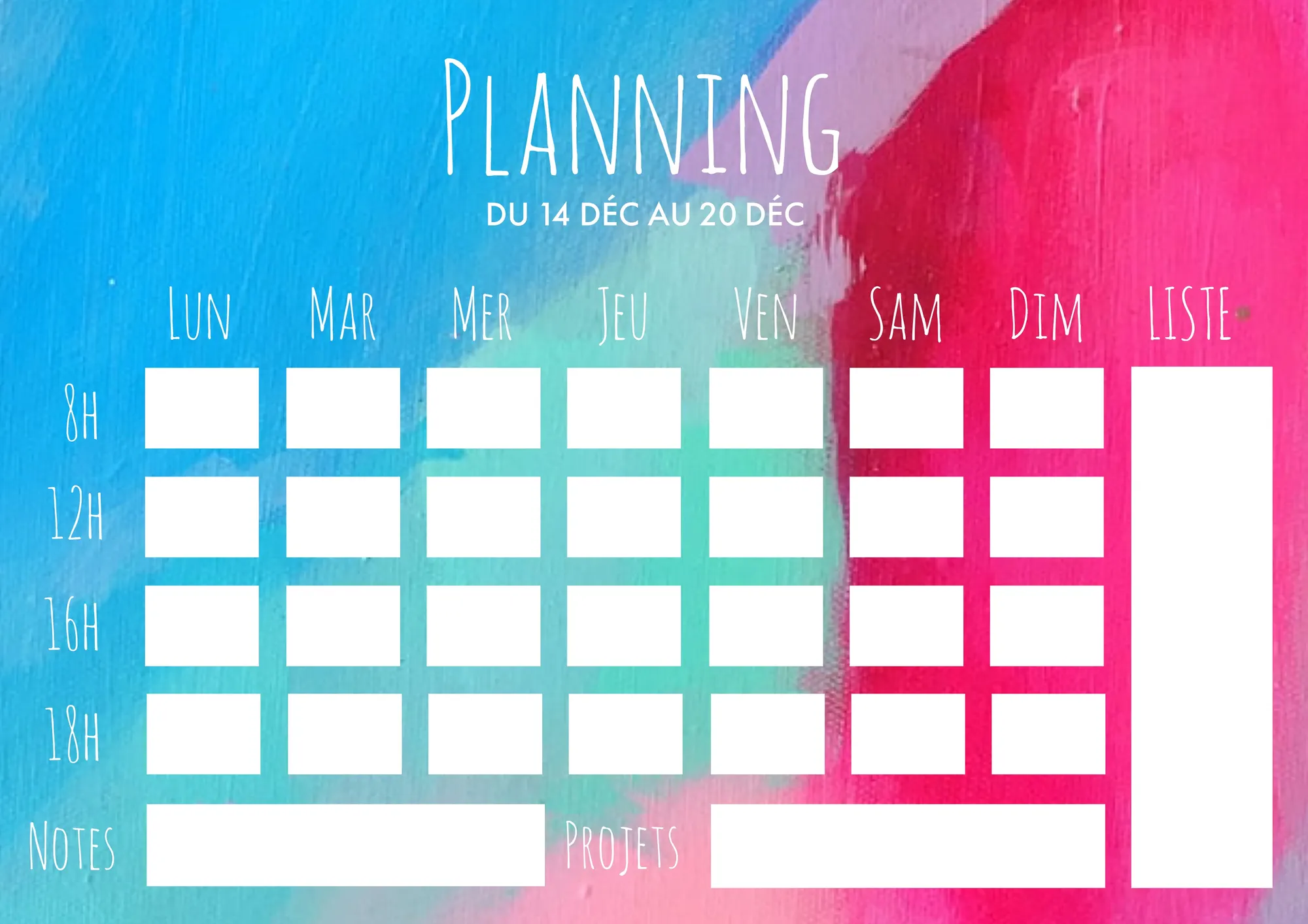 Multicolour Paint Background Weekly Planner A4