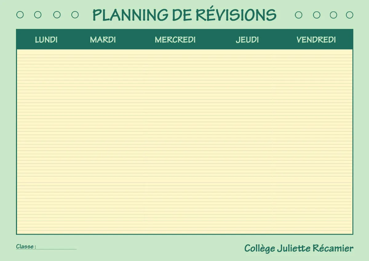 Pastel green Timetable Planner