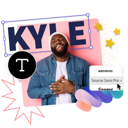 Discord profile picture with pink background overlapped by icons and graphic elements.
