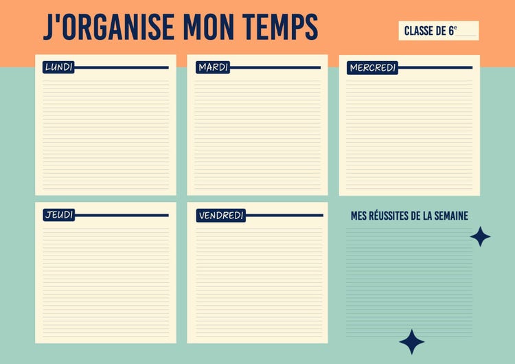 Pastel orange blue Timetable Planner