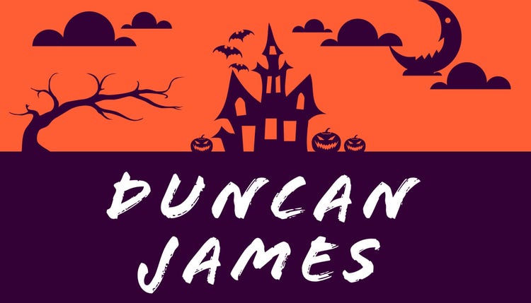 Purple and Orange Haunted House Halloween Party Place Card