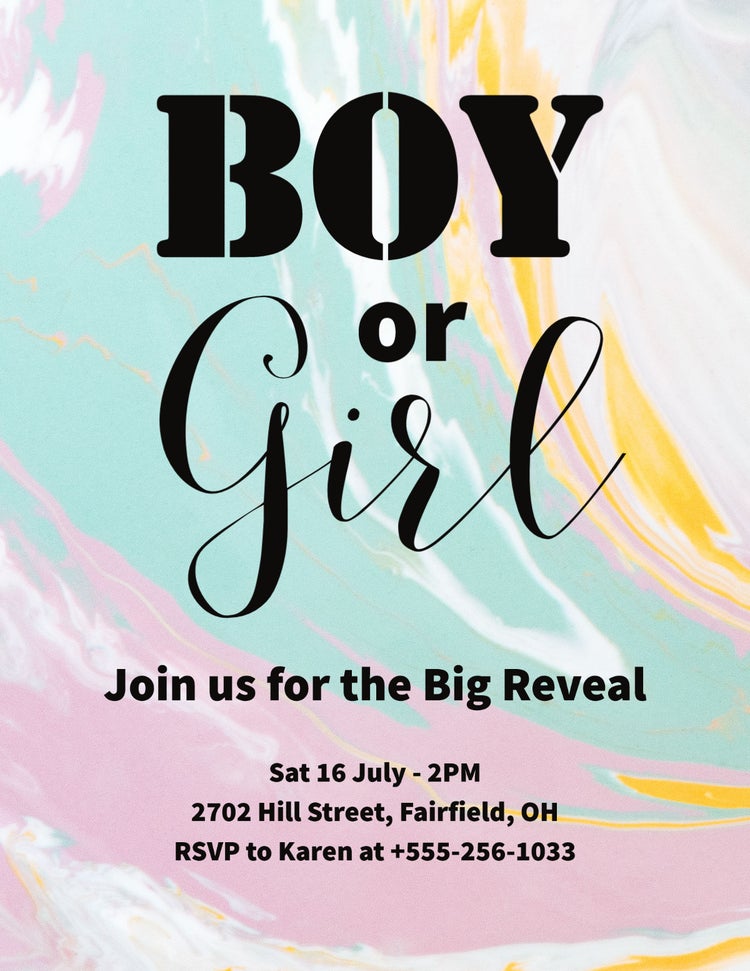 Pink and Blue Gender Reveal Party Flyer