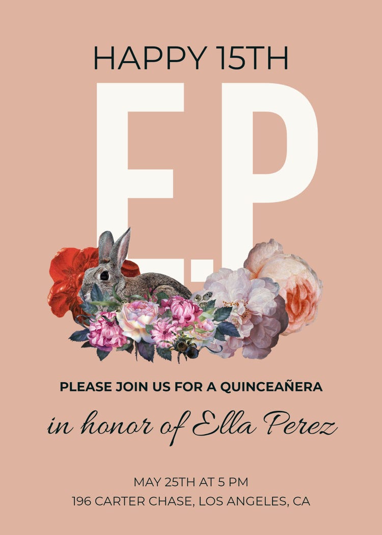 Floral Quinceañera Invitation