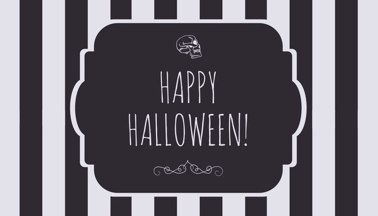 Black And White Stripes And Skull Halloween Party Card