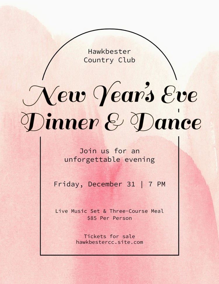 Pink Watercolor New Years Eve Party Flyer