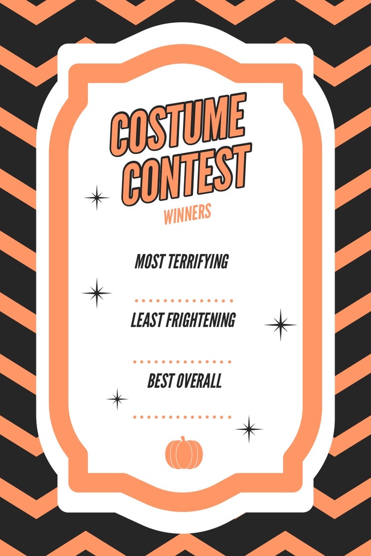 Orange Zig Zag Halloween Party Best Costume Card