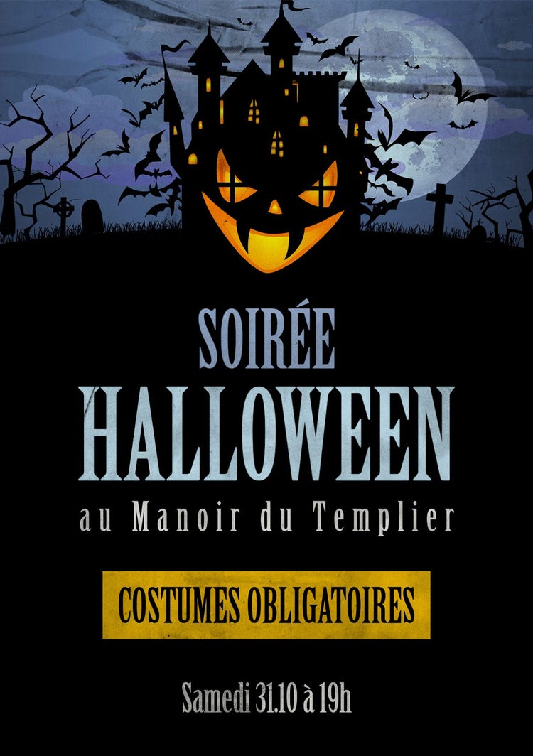 Dark Manor Halloween Party Invitation Card