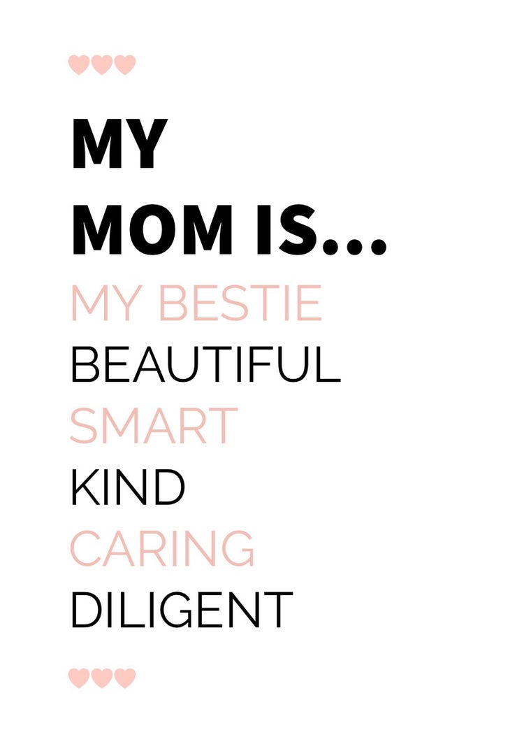 Pink Typographic Mother's Day Card