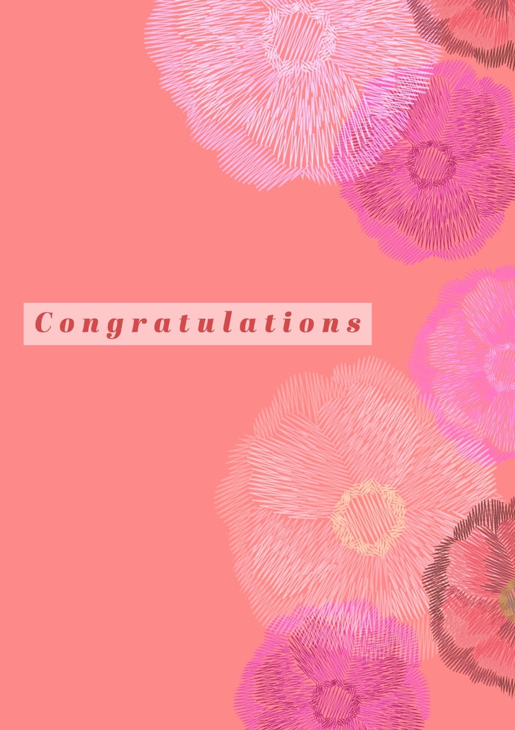 Pink & Peach Floral Flower Wedding Congratulations A5 Greeting Card