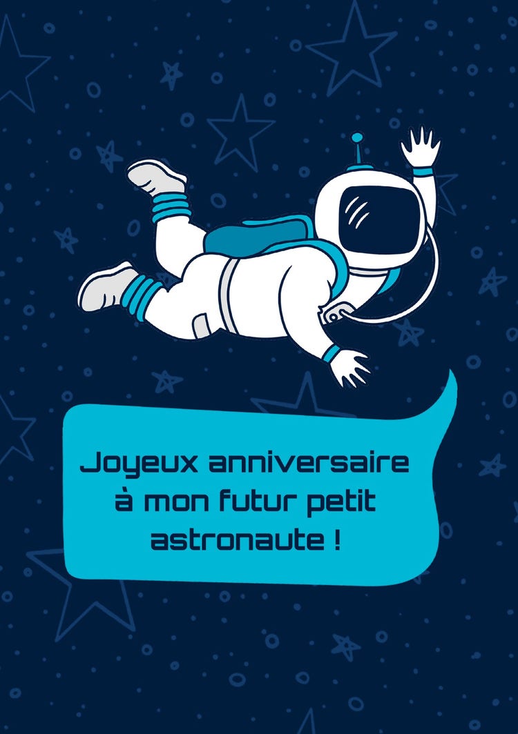 Blue Stars Astronaut Birthday Card