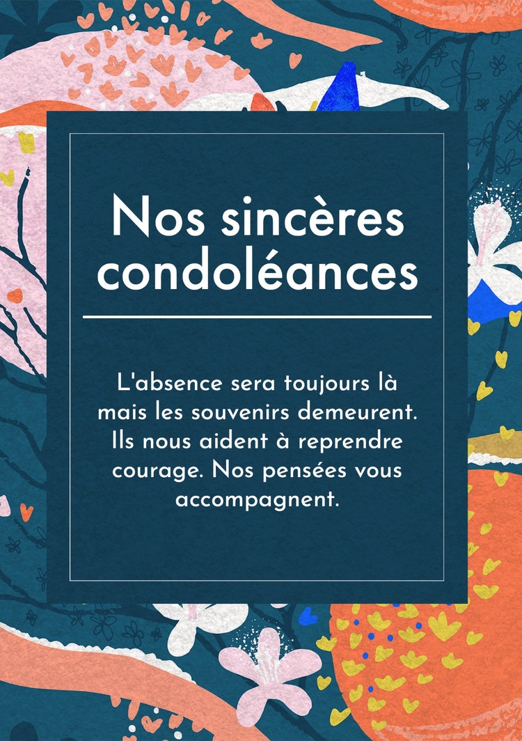 Blue white orange Condolences Card