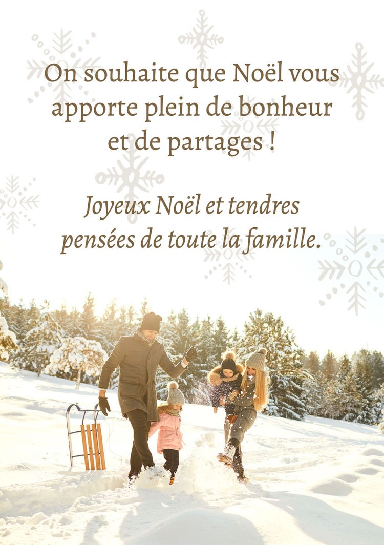 Brown Snowflakes Family Christmas Wishes Card